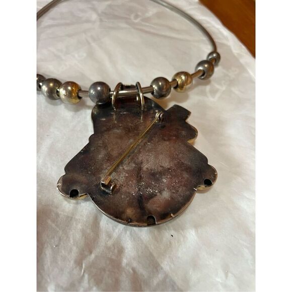 Vintage Snowman with Hat Brooch Pendant Necklace - Picture 3 of 3